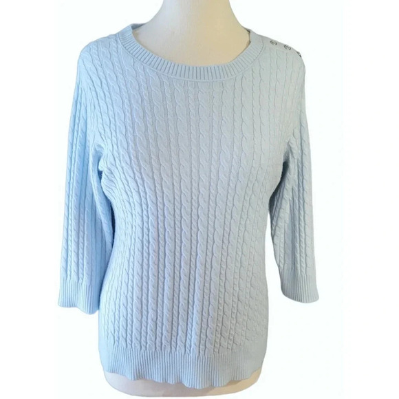 New York And Company Light Blue Cable Knit Sweater Size Large - Picture 1 of 7